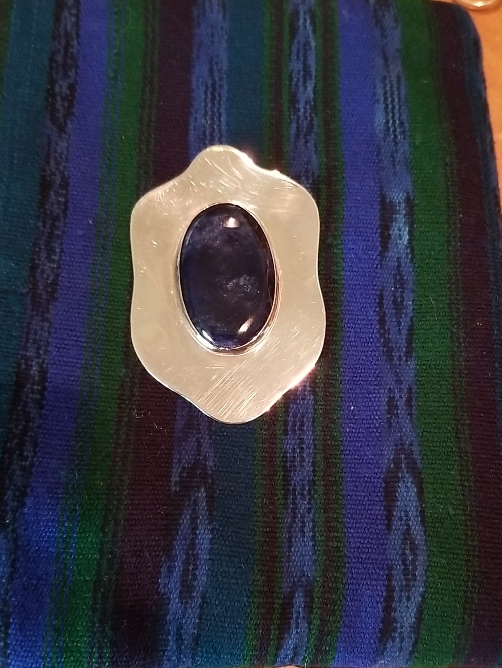 Silver Pin/Pendant with Lapis Stone